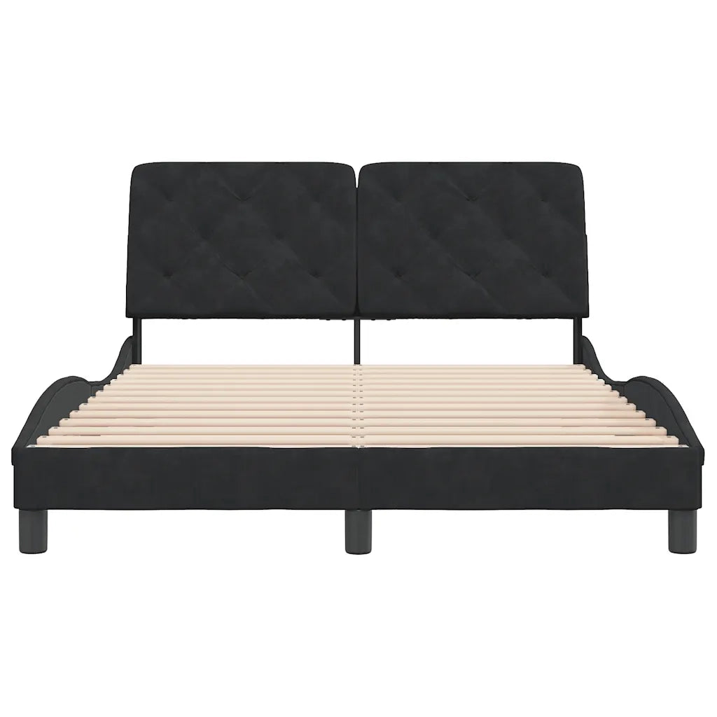 Letto matrimoniale | Letto per adulti | Giroletto senza Materasso Nero 140x200 cm in Velluto
