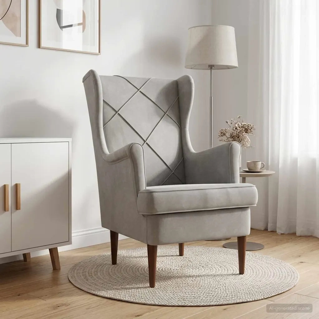 Poltrona Grigio Chiaro Velluto 42029896