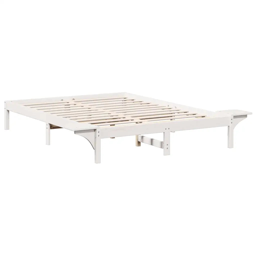 Struttura del letto Bianco 160 x 200 cm Pino massello 873182