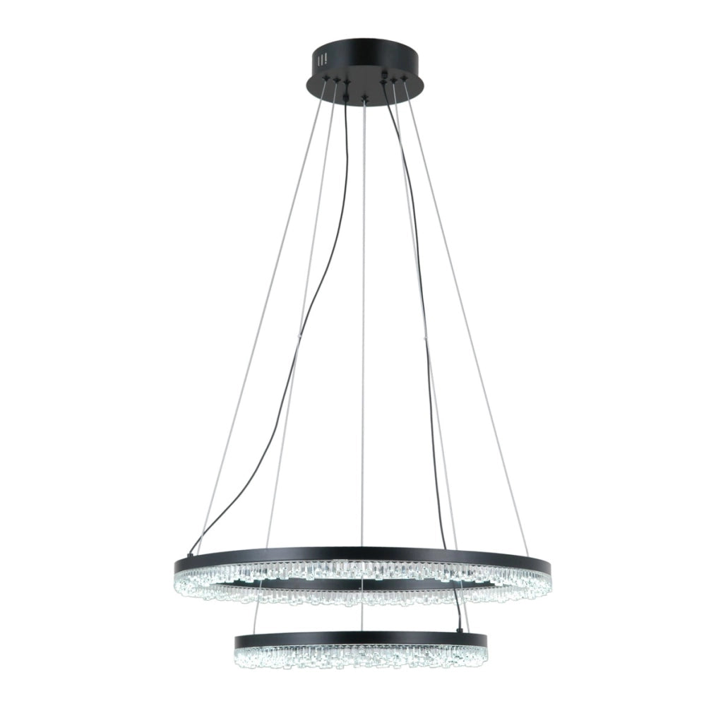 Lampada sospesa Barlo 2 anelli LED nera Italux