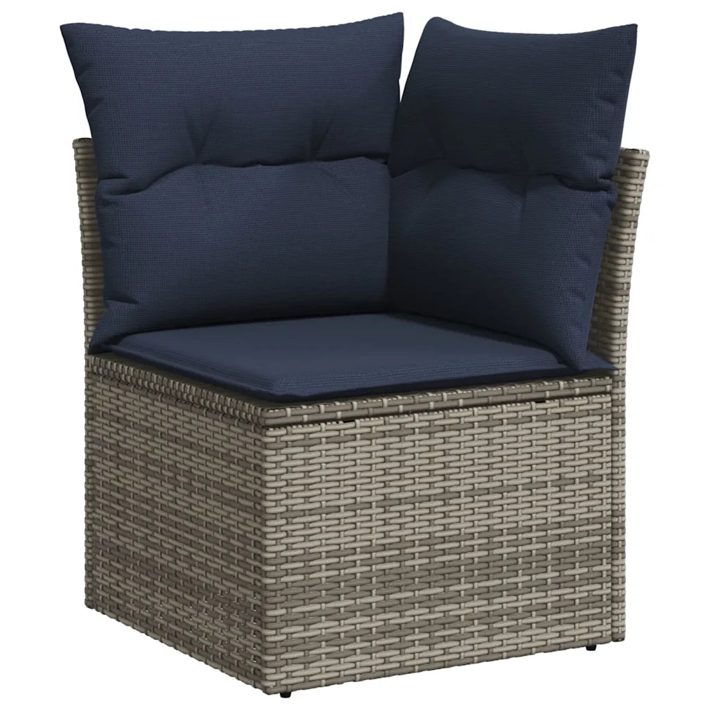 Set Divani da Giardino 7 pz con Cuscini Grigio in Polyrattan 3268551
