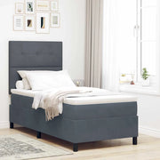 Letto a molle con materasso Grigio scuro 90 x 190 cm Velluto 3339801