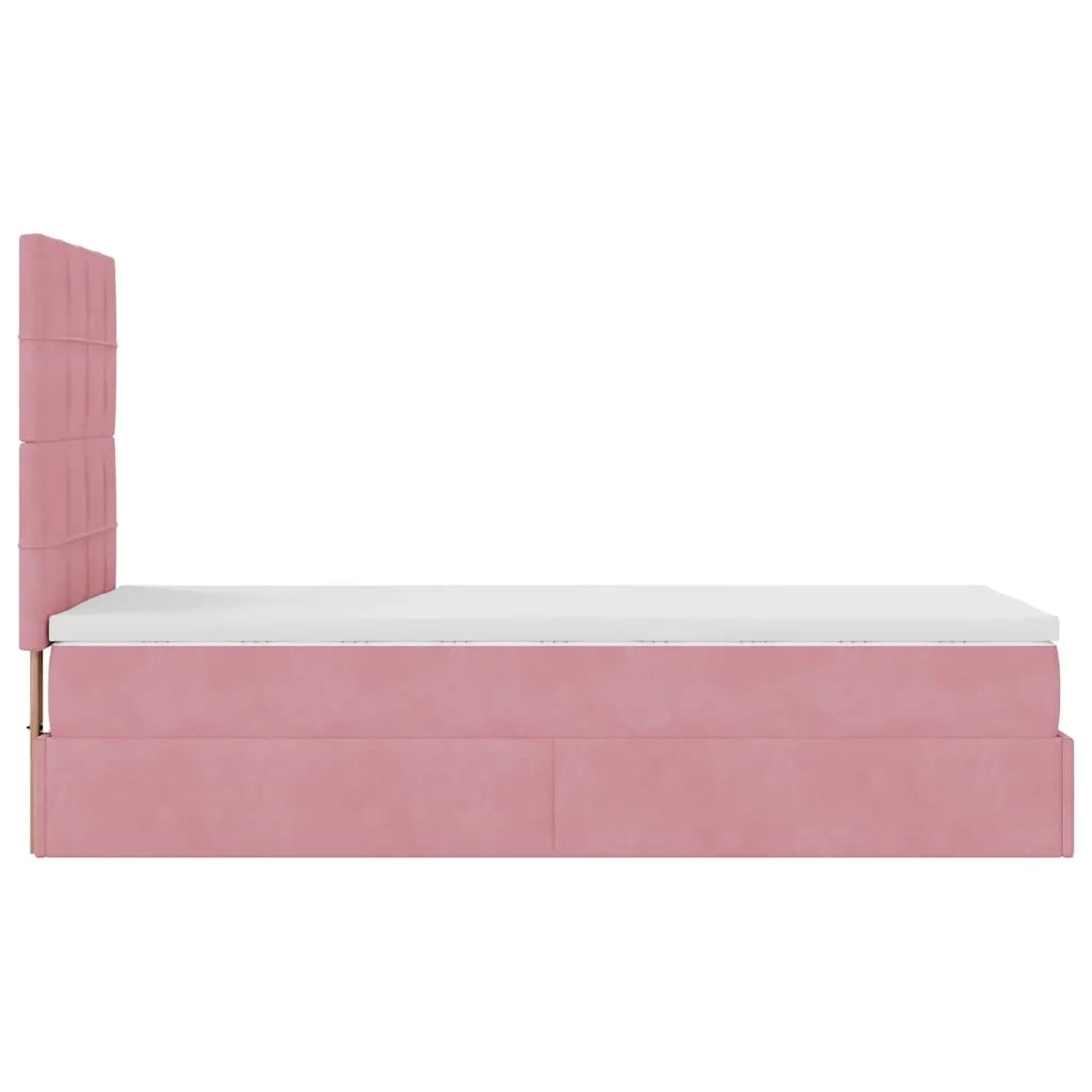 Struttura Letto Pouf con Materassi Rosa 80x200 cm Velluto 3314287