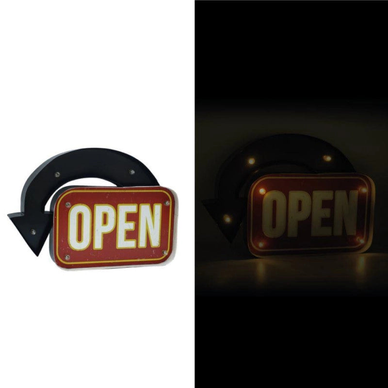 Insegna metallo open con led cm 43,5x30,5x5
