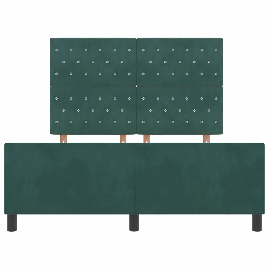 Letto a molle con testiera Verde Scuro 140 x 190 cm Velluto 3344876