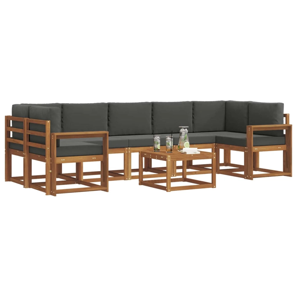 Set di divani da esterno con cuscino 8 pcs Naturale e Antracite 3366155
