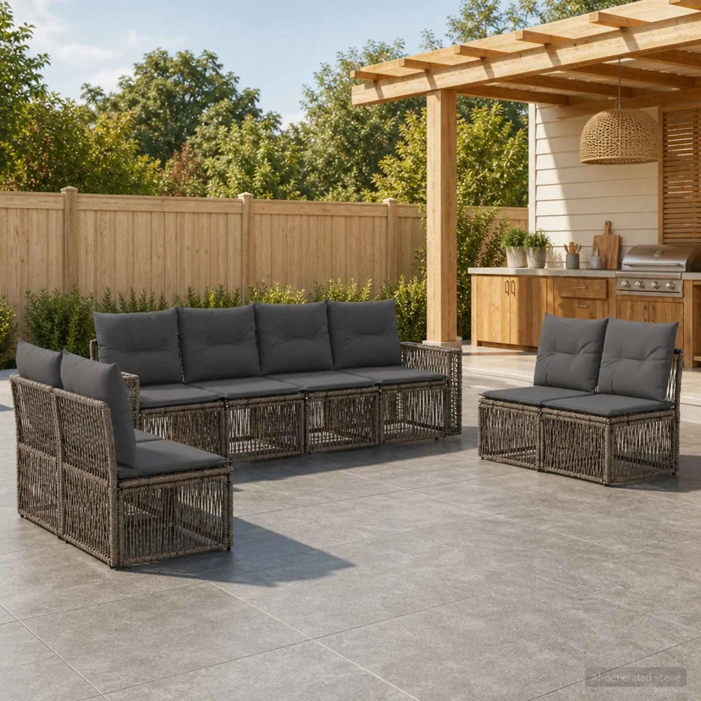 Set Divano da Giardino 8 pz Grigio e Grigio Scuro polyrattan 3435098