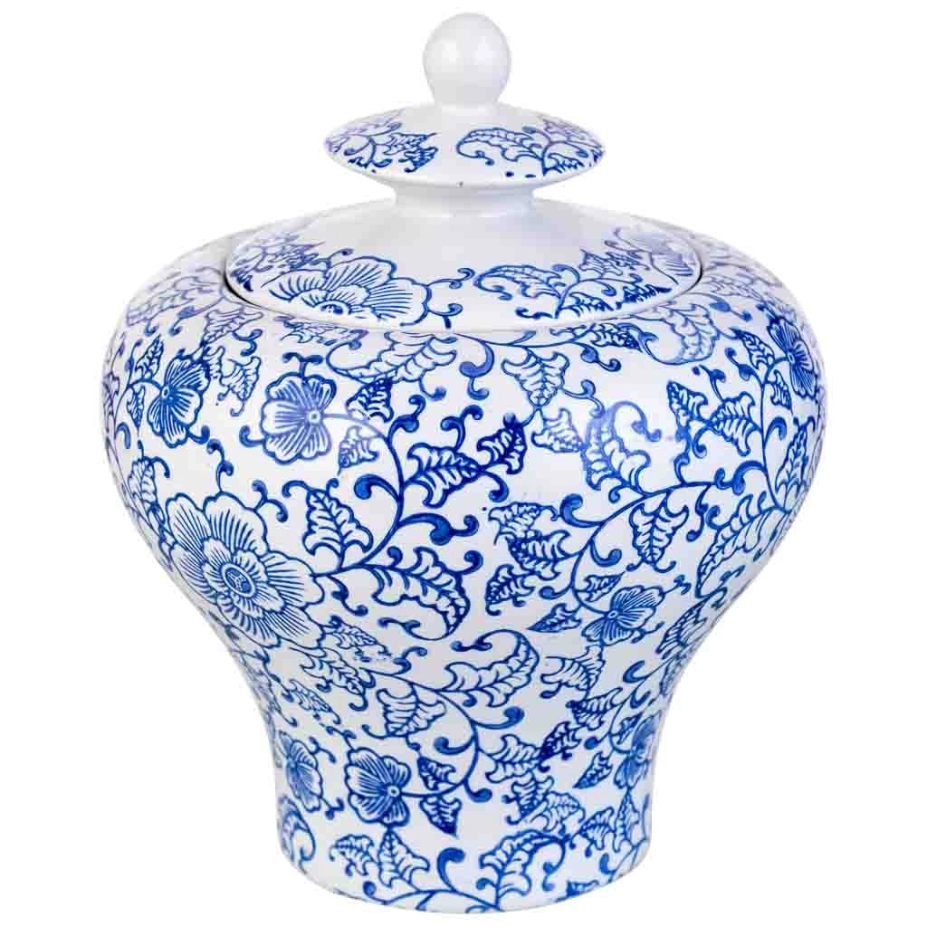 Vaso in ceramica bianca e blu, D23x28h cm