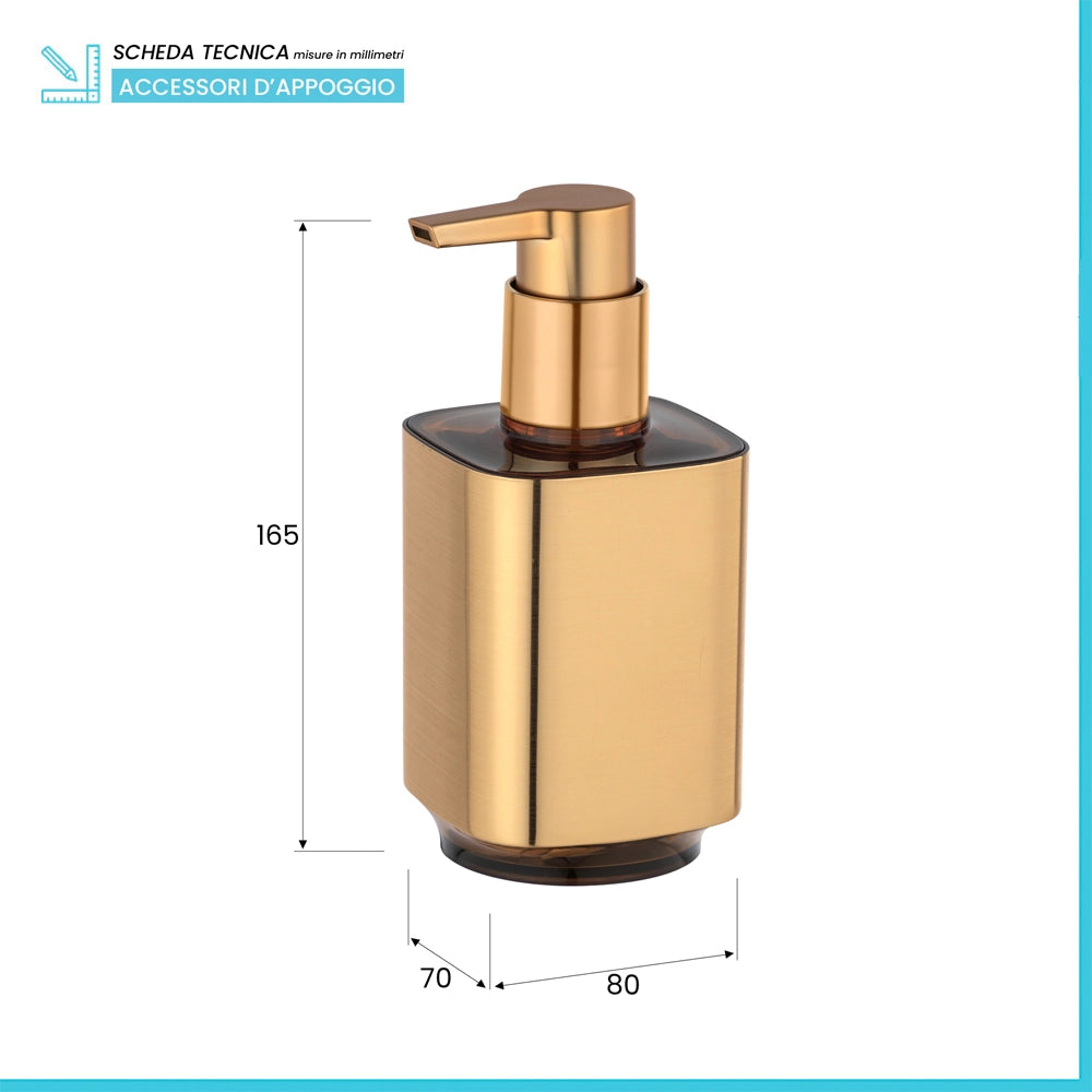 Dispenser sapone in plastica color oro satinato e nero Lumina