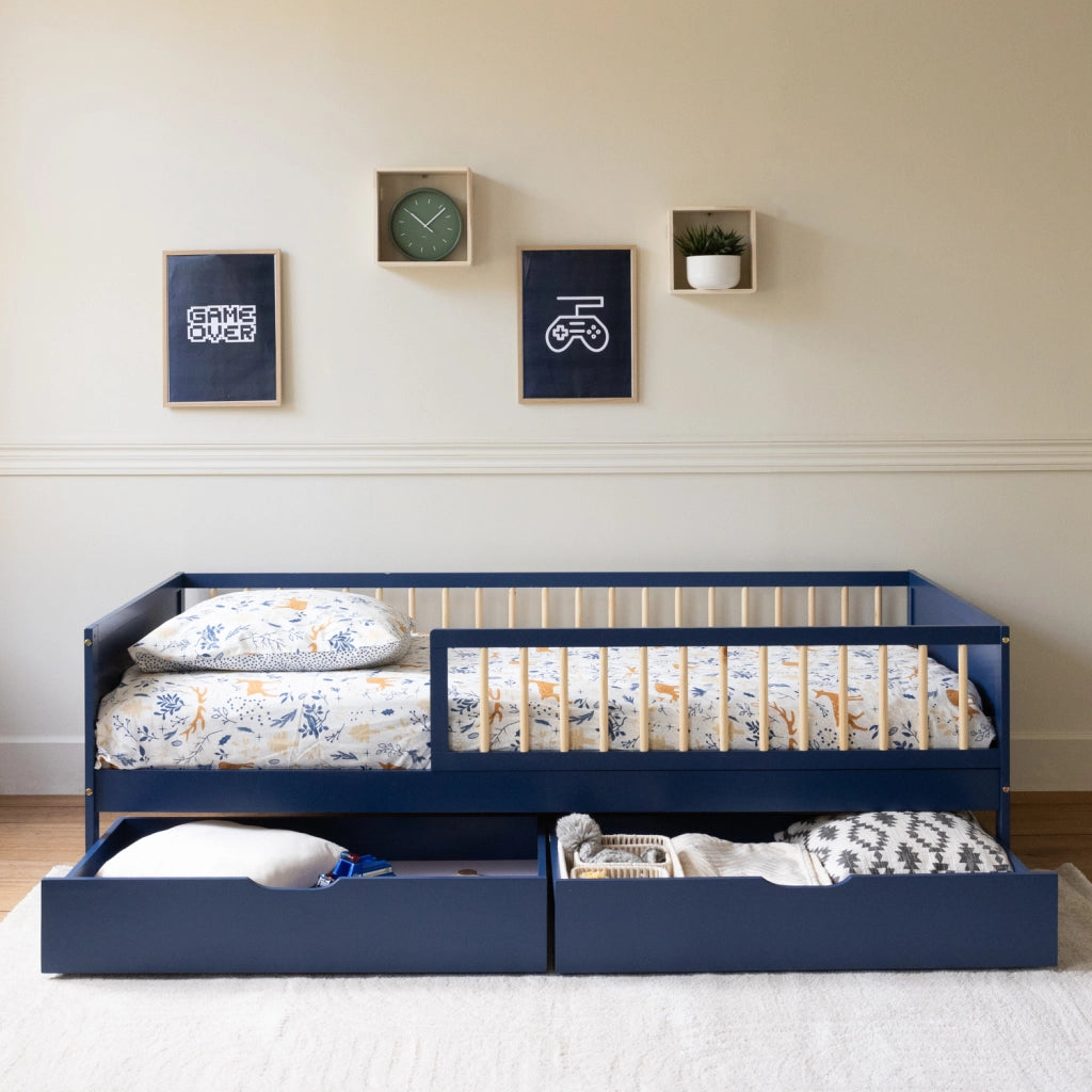 Letto blu scuro per bambini 190x90cm con cassetti ADAM