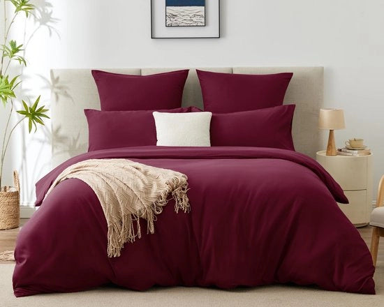 Set da letto 3 pezzi 240x260 cm in rosso scuro per un sonno stile e confortevole