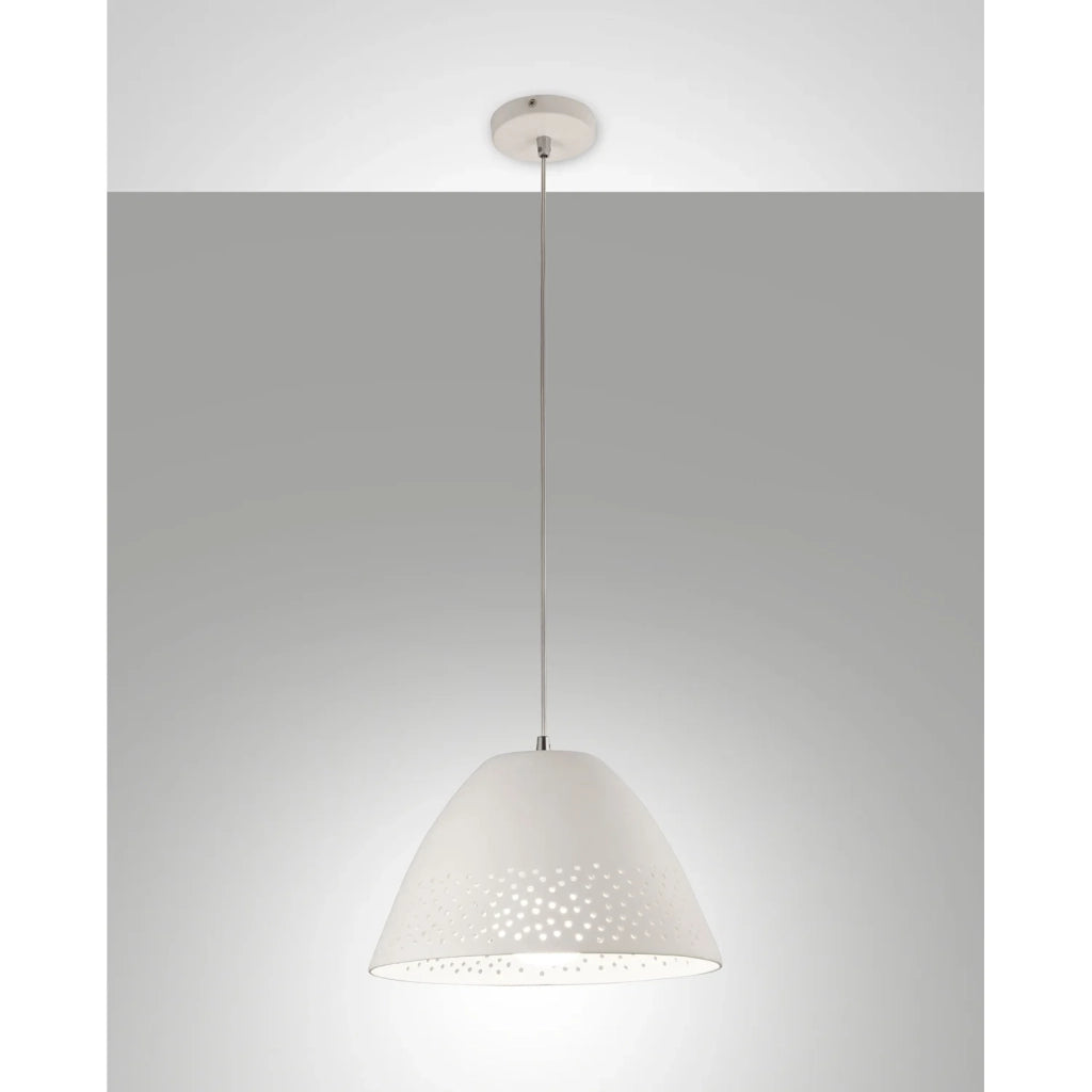 Casale Sospensione Bianca 1 Luce Metallo Ceramica Altezza Regolabile Collezione CASALE