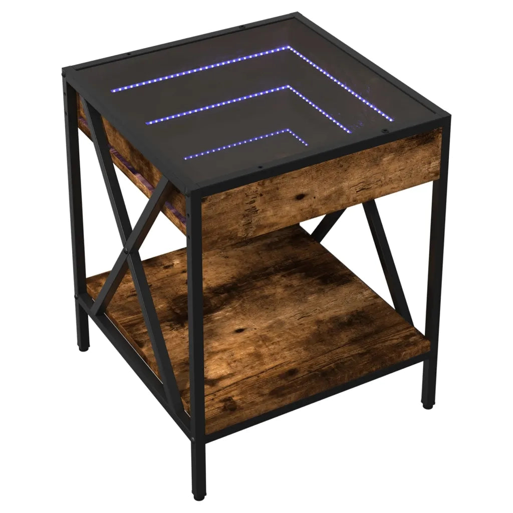 Comodino con LED Infinity Rovere Fumo 40x40x49 cm 3284098