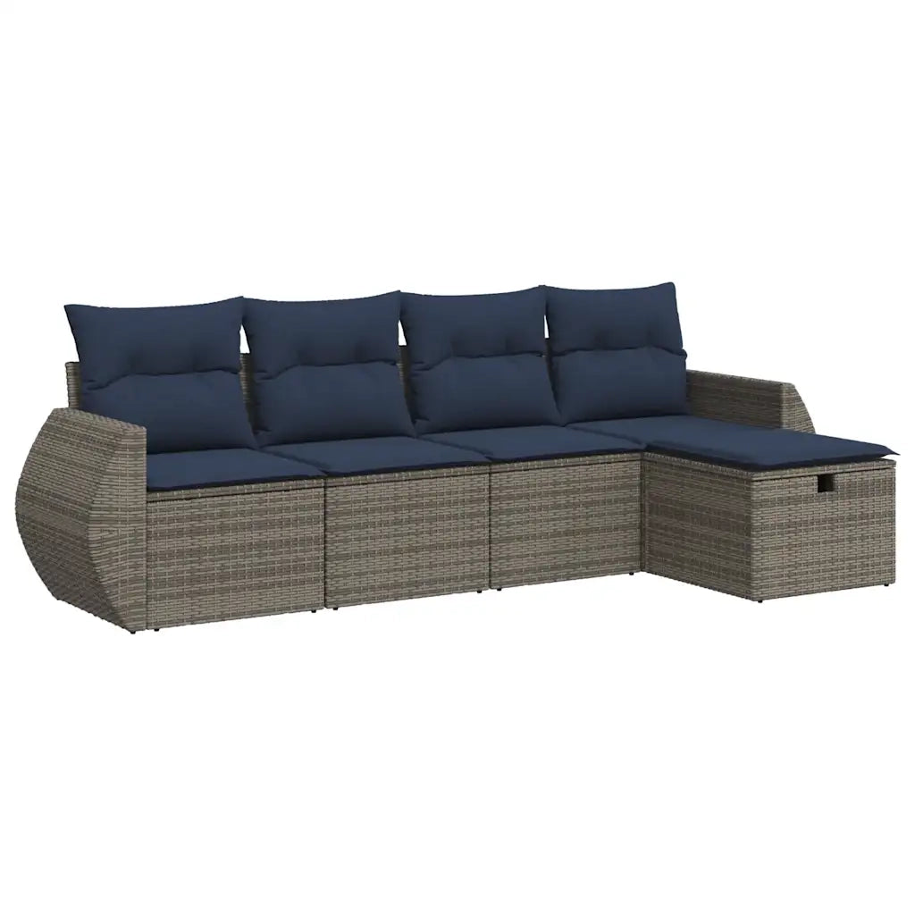 Set Divano da Giardino 5 pz con Cuscini Grigio in Polyrattan 3325567
