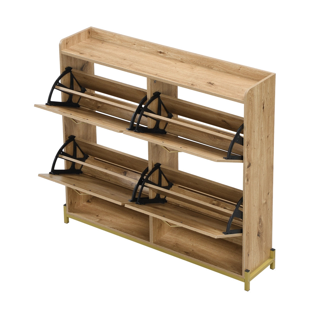 Scarpiera moderna in effetto legno - Zephmum - 4 ante - Compatta e robusta