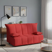 Divano Letto Antal, Divano a 3 posti, Made in Italy, Sofà\  Soggiorno con apertura a carrello con apertura a carrello, in tessuto imbottito, con cuscini inclusi, cm 165x90h85, colore Rosso