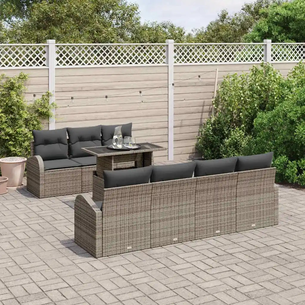 Set Divano da Giardino 8 pcs Grigio Rattan in Polipropilene 3357322