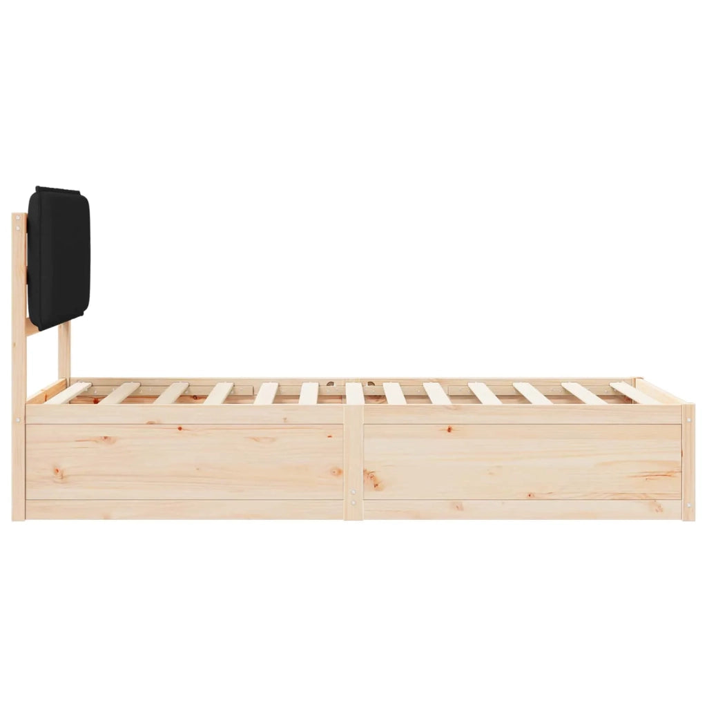 Letto con Testiera Rivestita-Struttura Letto con Testiera Nero 90 x 190 cm Pino massello 140446
