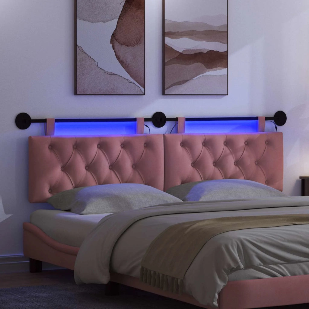 Testiera sospesa Con luce LED Rosa Velluto 3424669