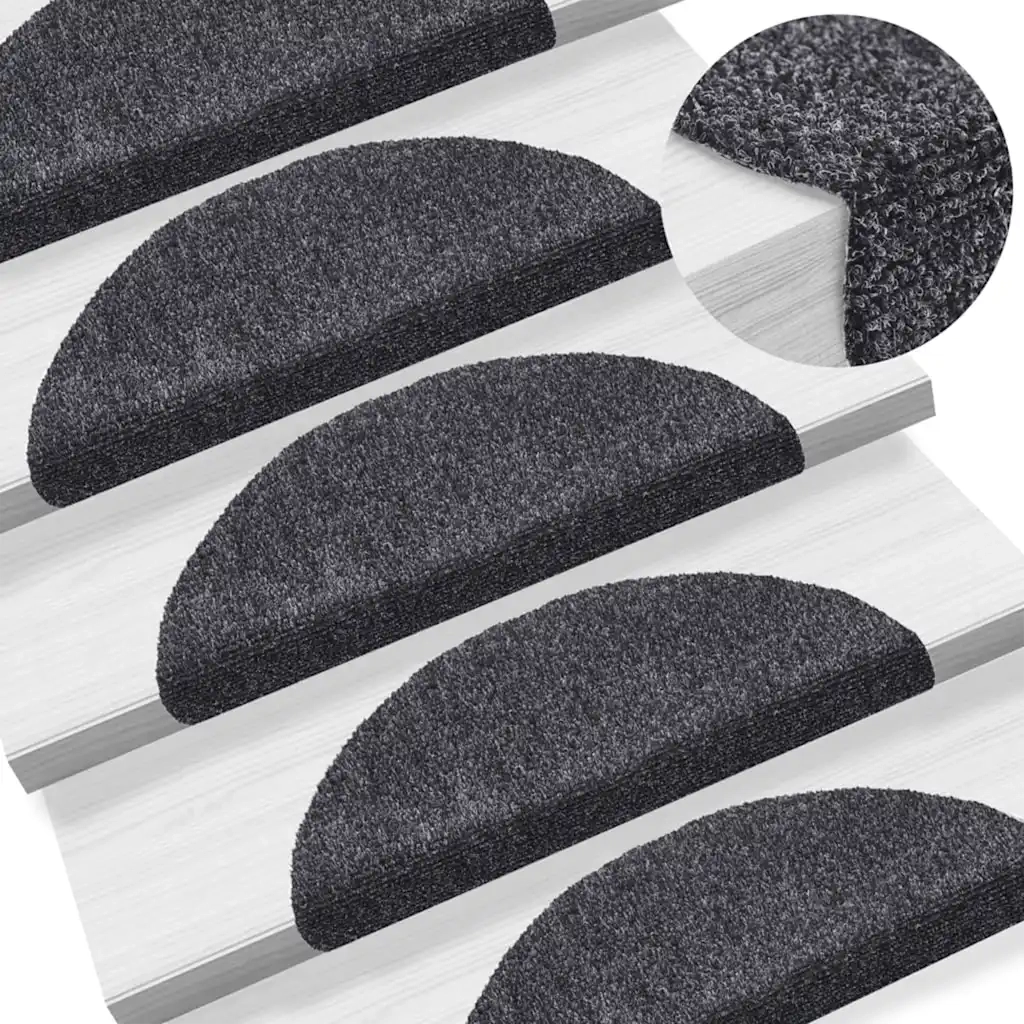 Tappetini per scale autoadesivi 20 pz 56x17x3 cm Grigio scuro semicircolari 3365668
