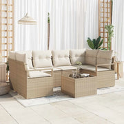 Set di divani 7 pcs Beige e Crema polyrattan