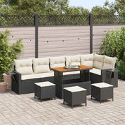 Set Divano da Giardino 12 pcs Nero e Crema polyrattan