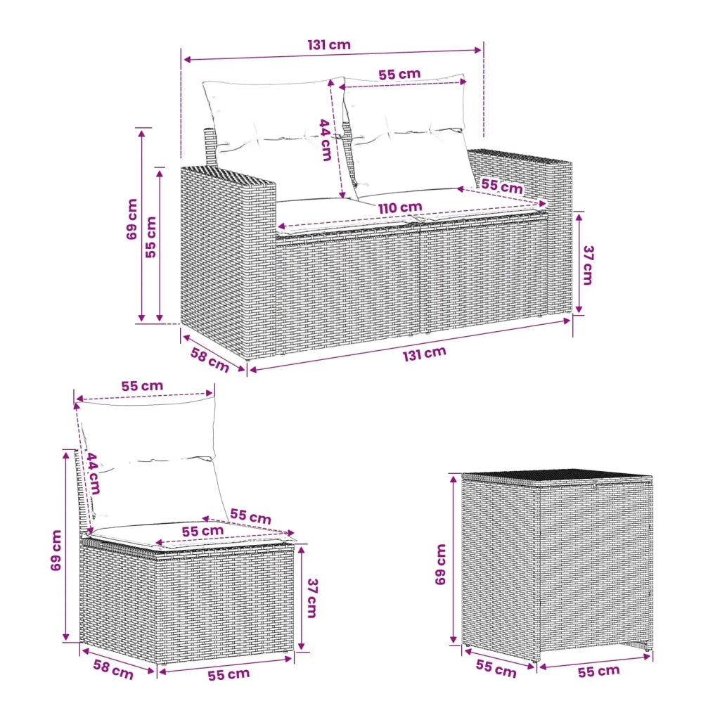 Set di divani 7 pz Beige e Grigio Chiaro 3448789
