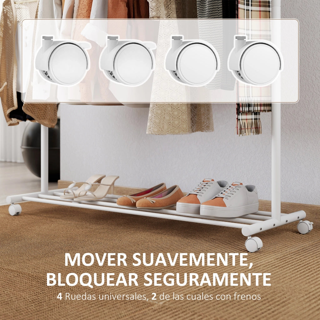 Appendiabiti con ruote e ripiano ¨C Minimal ¨C Bianco 120x43x171 cm