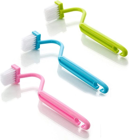 Set di spazzole per il water di plastica curva (3 pezzi) per pulire i bagni angoli