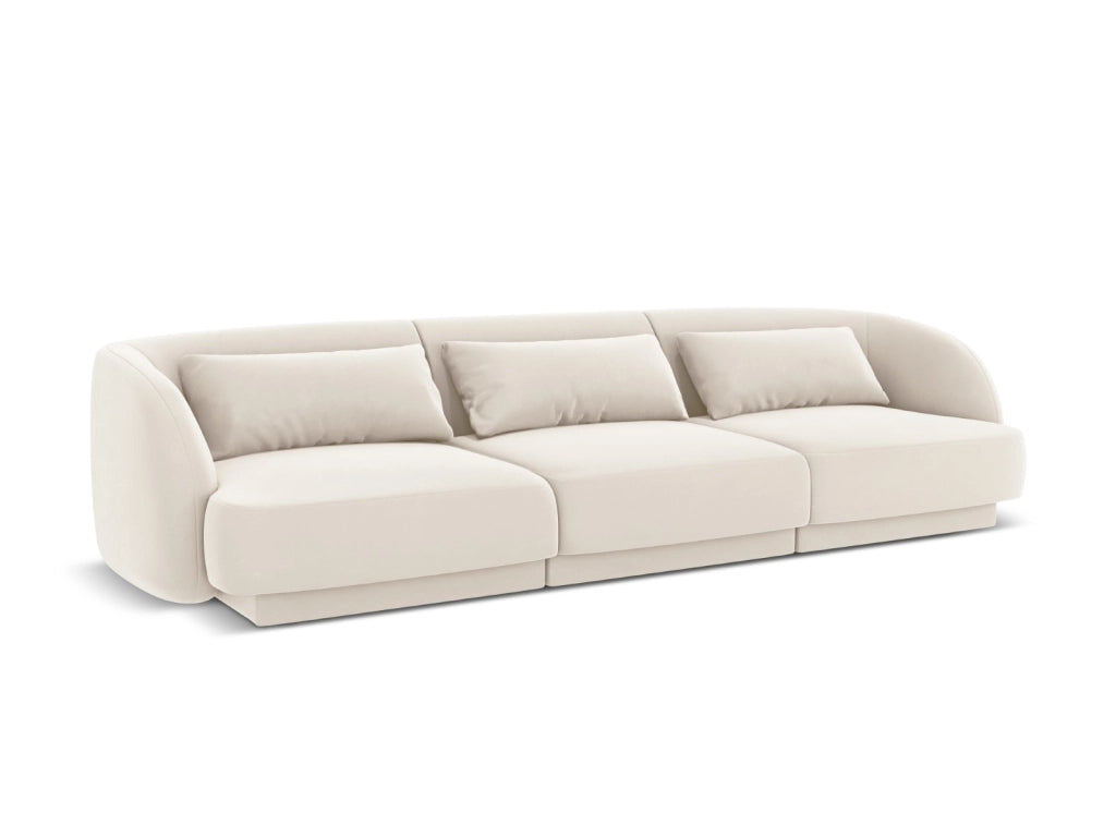 Cosmopolitan Design - Divano "Tulum" 3 posti in velluto beige chiaro 