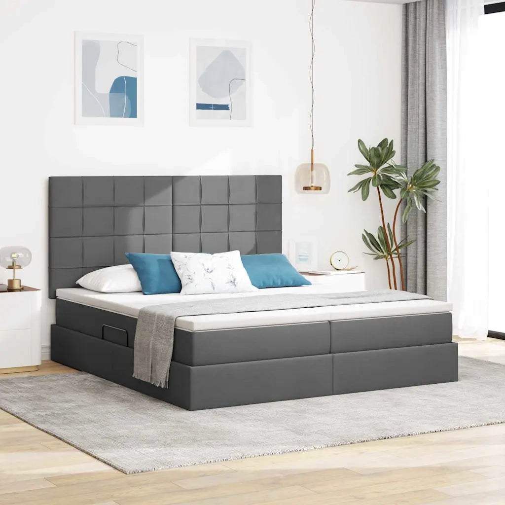 Letto con testiera Grigio scuro 180 x 200 cm Tessuto