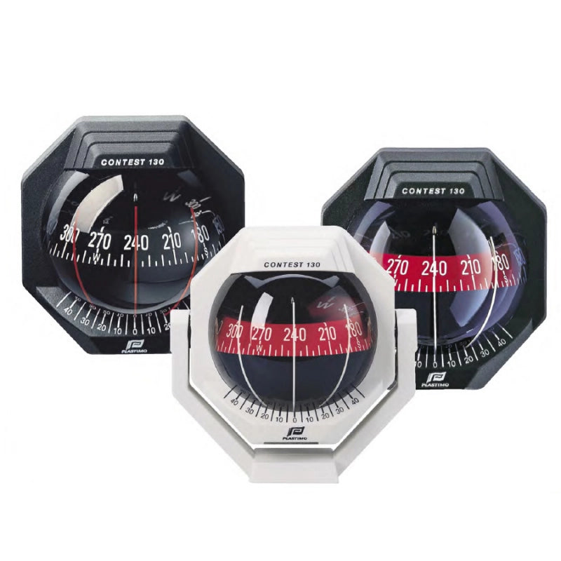 BUSSOLA CONTEST 130 BLACK COMPASS WITH RED FLAT CARD FLUSHMOUNT ON INCLINED SURFACE