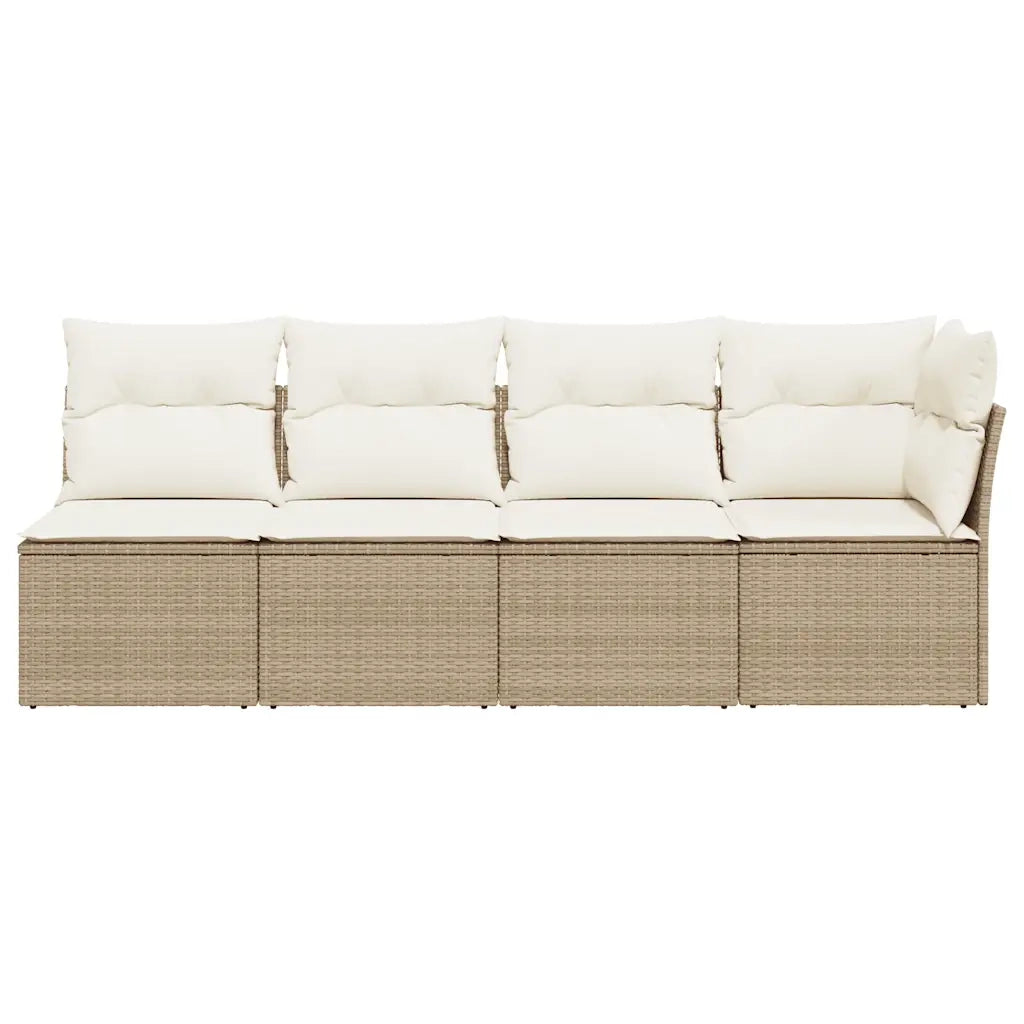 Divano da Giardino con Cuscini a 4 Posti Beige in Polyrattan 366053