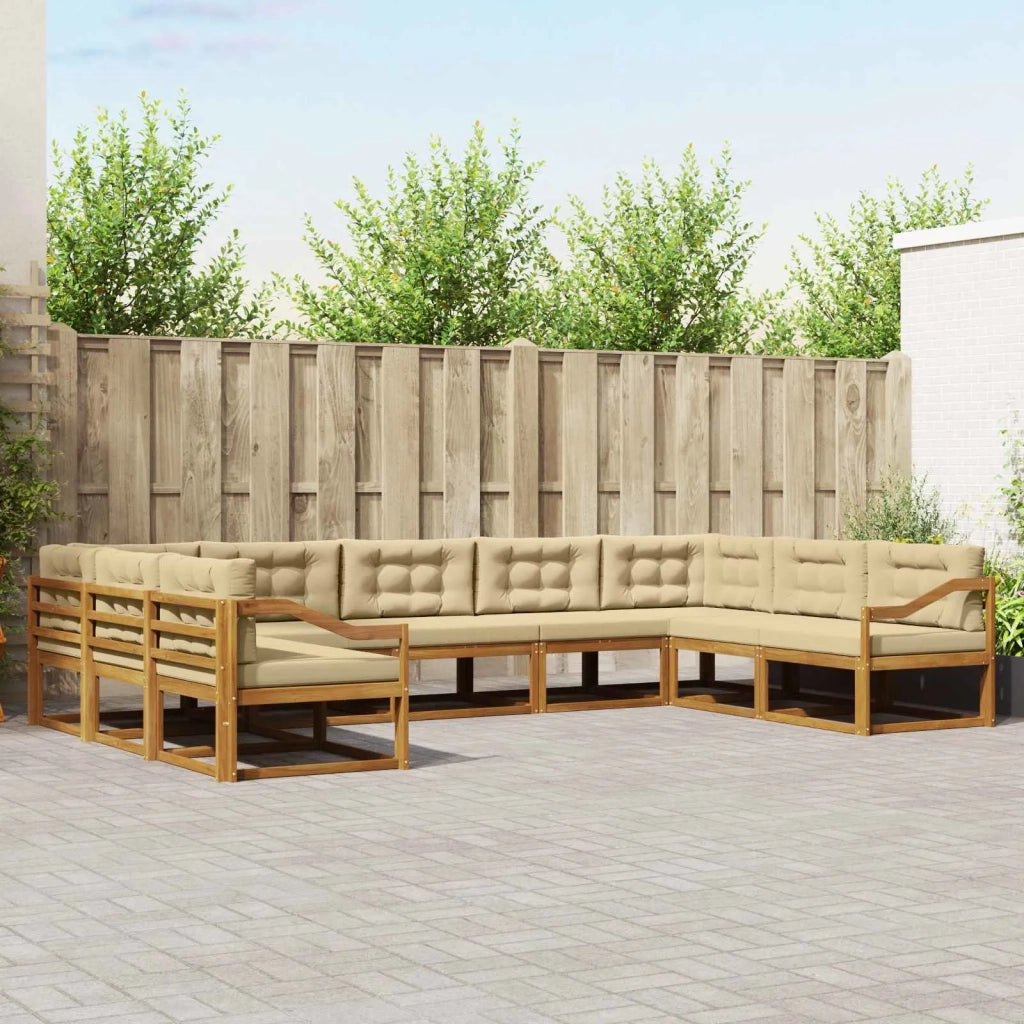 Set di divani da esterno con cuscino 9 pcs Naturale e Beige 3368186