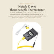 Termometro a Thermocoppia K-type Digitale con Sonda e Display LCD per Misurazioni di Gas e Liquidi
