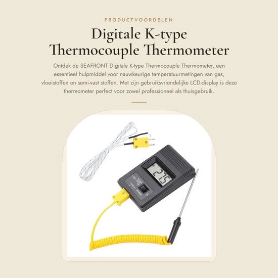 Termometro a Thermocoppia K-type Digitale con Sonda e Display LCD per Misurazioni di Gas e Liquidi
