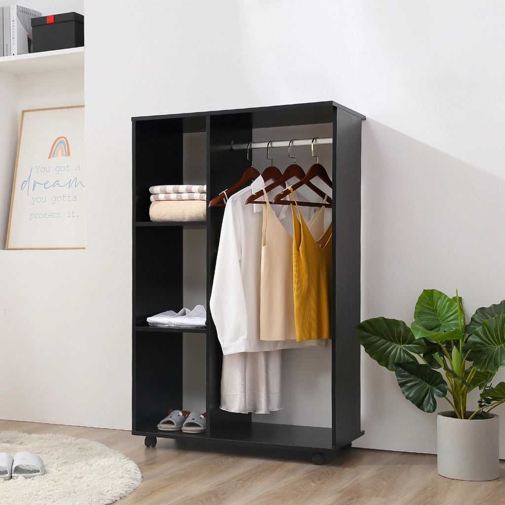 Armadio con Ruote e Appendiabiti ¨C Zephmum ¨C Nero 80x40x128 cm