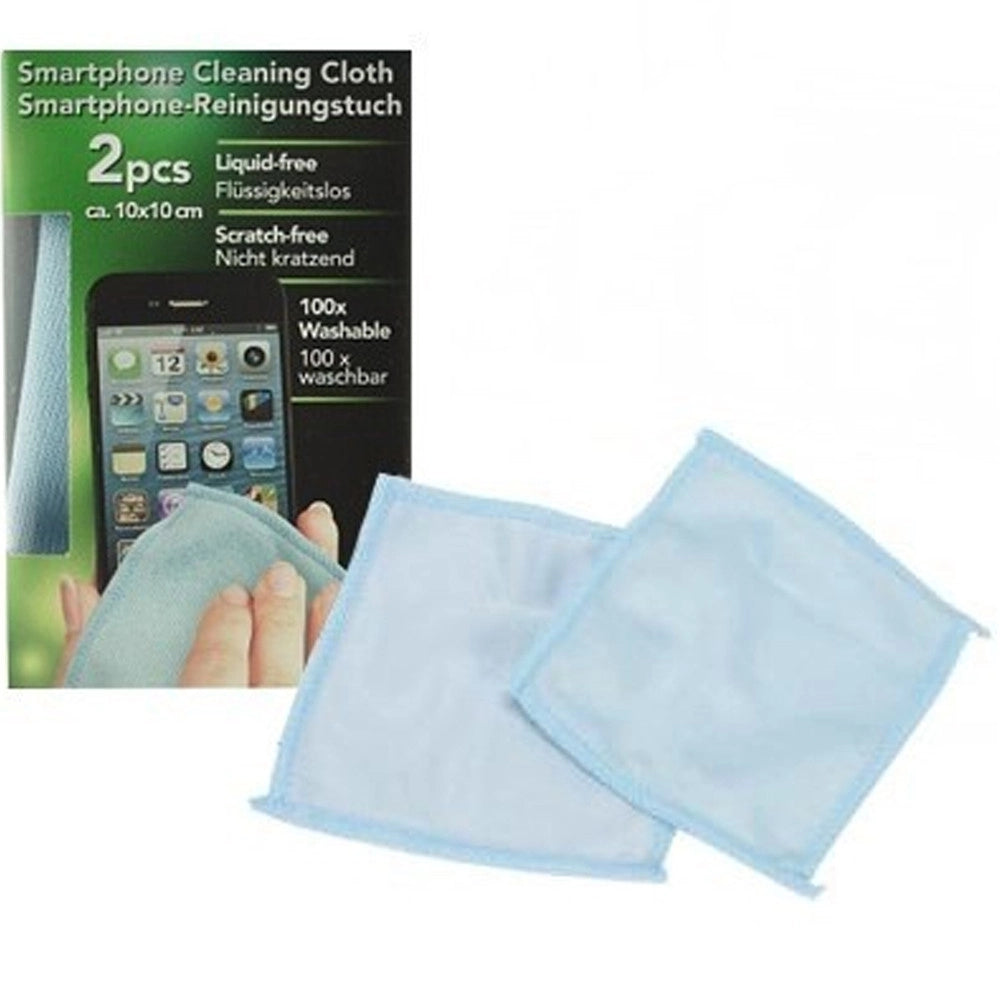 Trade Shop - Set 2 Panni In Microfibra Per Pulizia Schermi Smartphone Colore Azzurro -