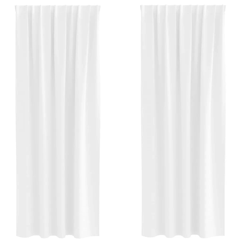Tende Oscuranti | Tende Blackout con Anelli 2 pz Bianco Puro 245 x 140 cm