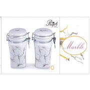 Set 2 Bis Barattoli da Cucina in Ceramica Zucchero e Caffe' Decoro Marble
