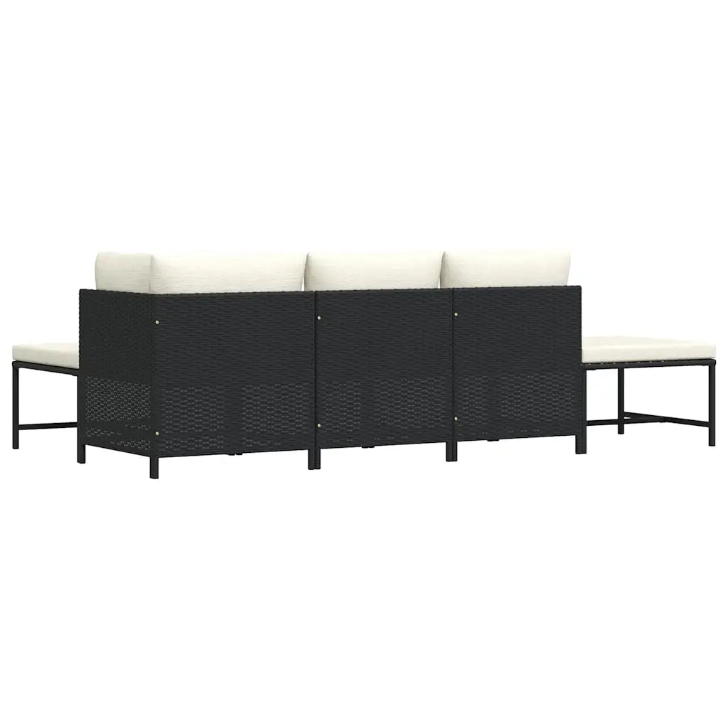 Set Divani da Giardino 5 pz con Cuscini in Polyrattan Nero 313517