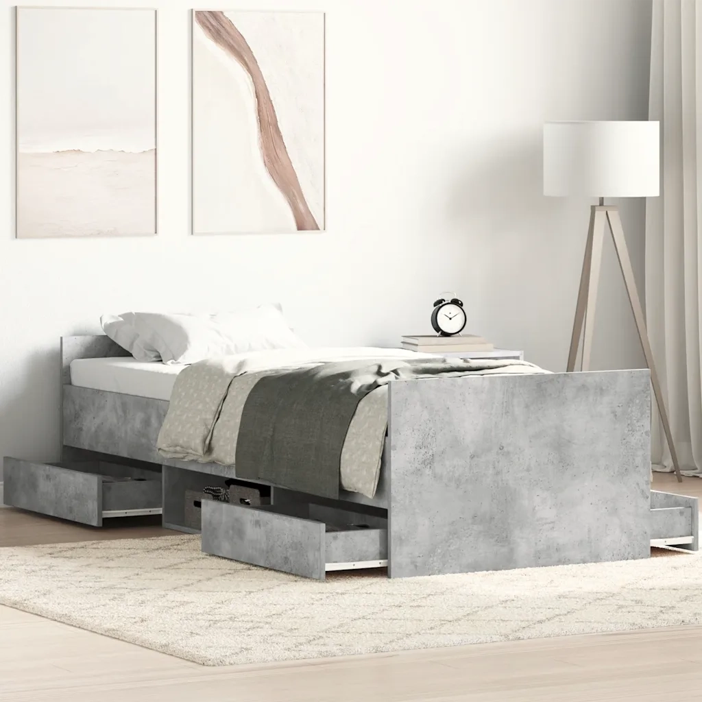 Giroletto con Testiera e Pediera Grigio Cemento 75x190 cm