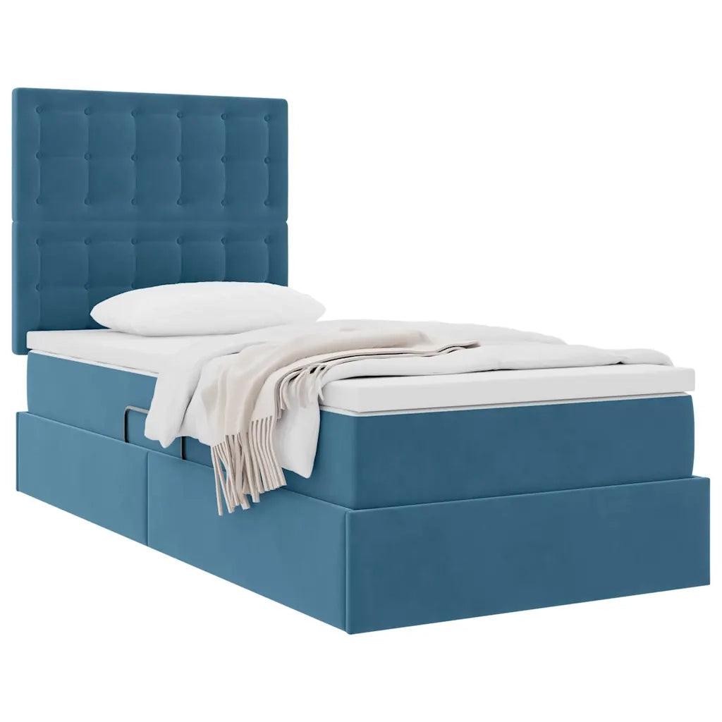 Letto con contenitore e materasso Blu Scuro 100 x 200 cm