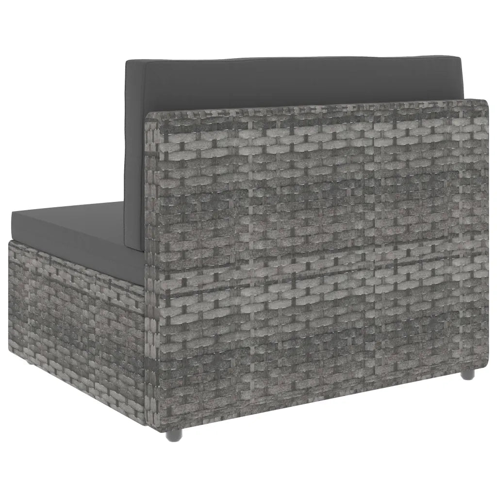 Divano Modulare a 3 Posti in Polyrattan Grigio 49526