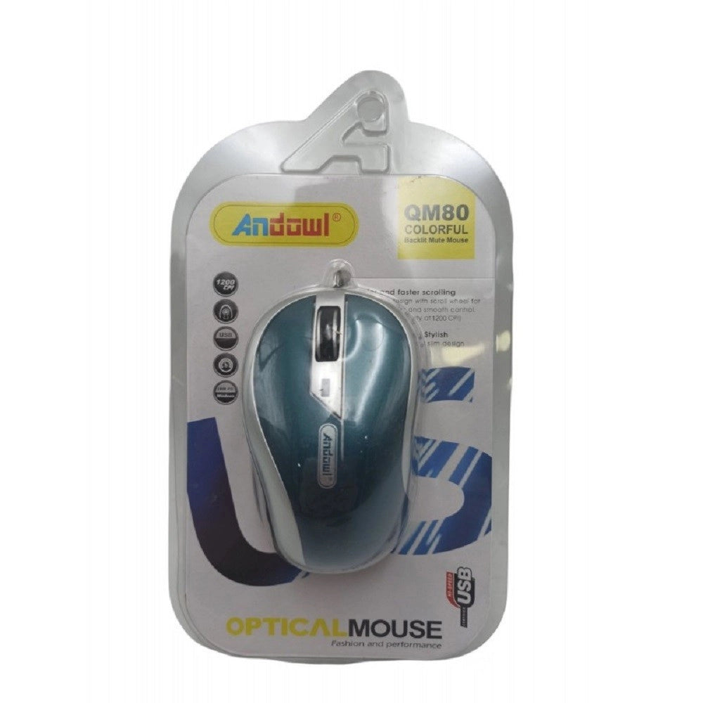 Trade Shop - Mouse Ottico Con Cavo Usb Silenzioso Cablato Per Computer Pc Notebook Qm80 -