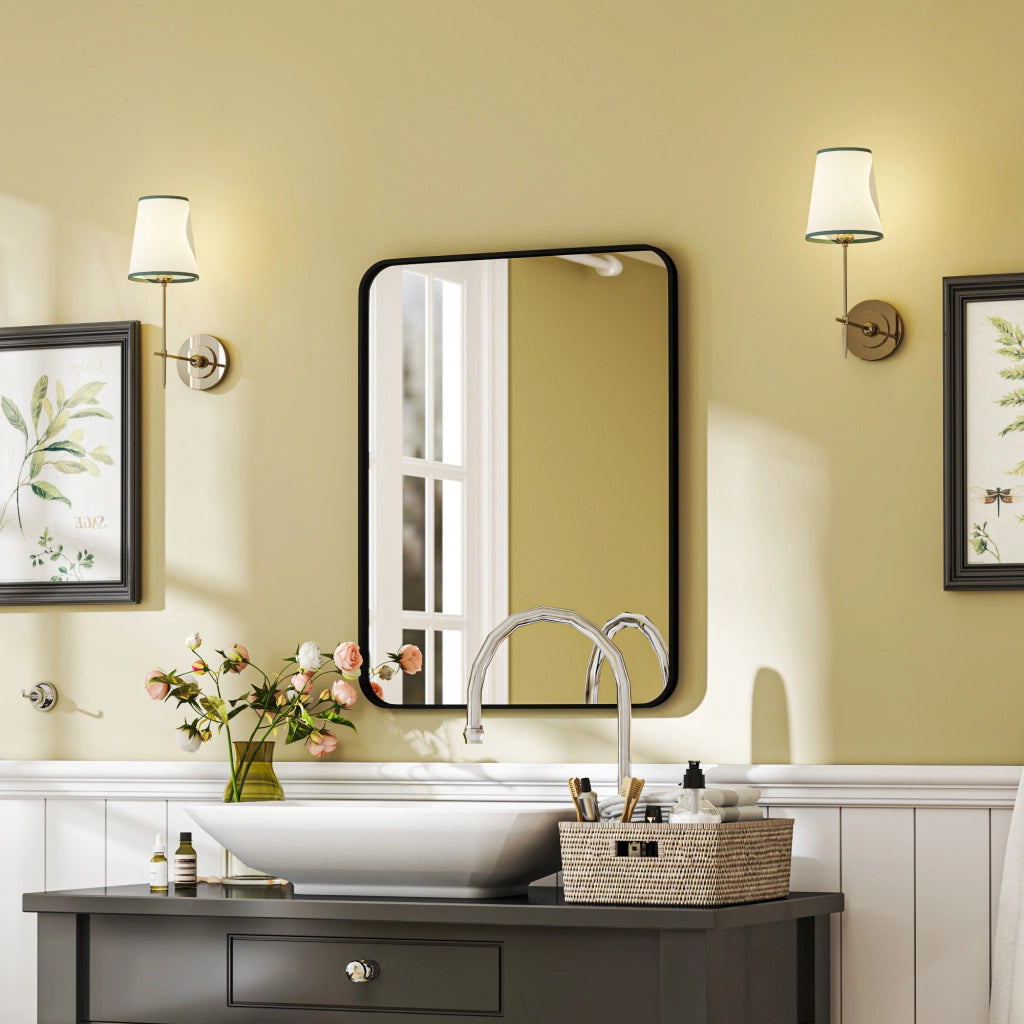 Specchio da Bagno con Cornice Metallo ¨C Minimal ¨C Nero 60x80 cm