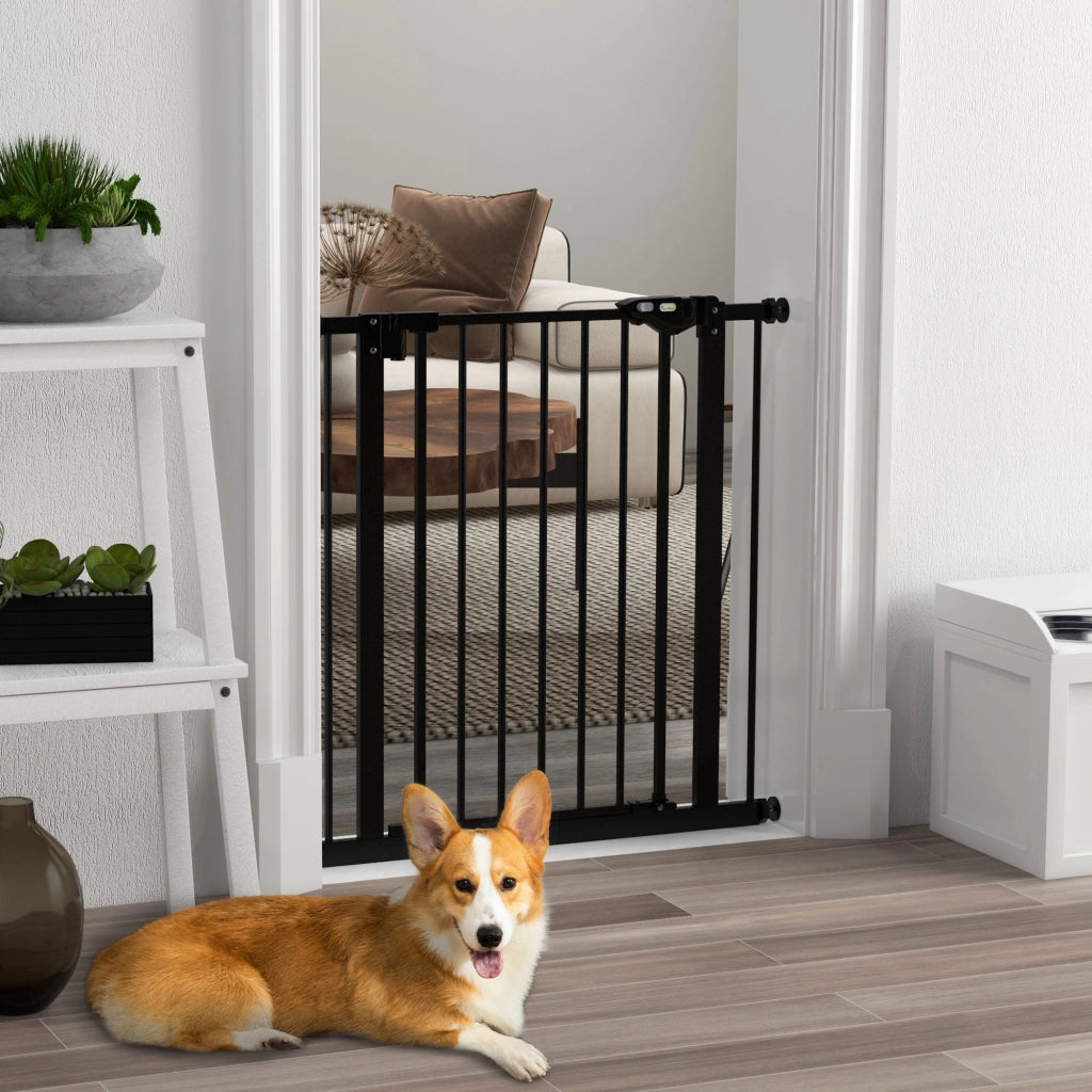 Cancelletto di Sicurezza per Cani e Animali ¨C Xylo ¨C Chiusura Automatica Nero 68x77 cm