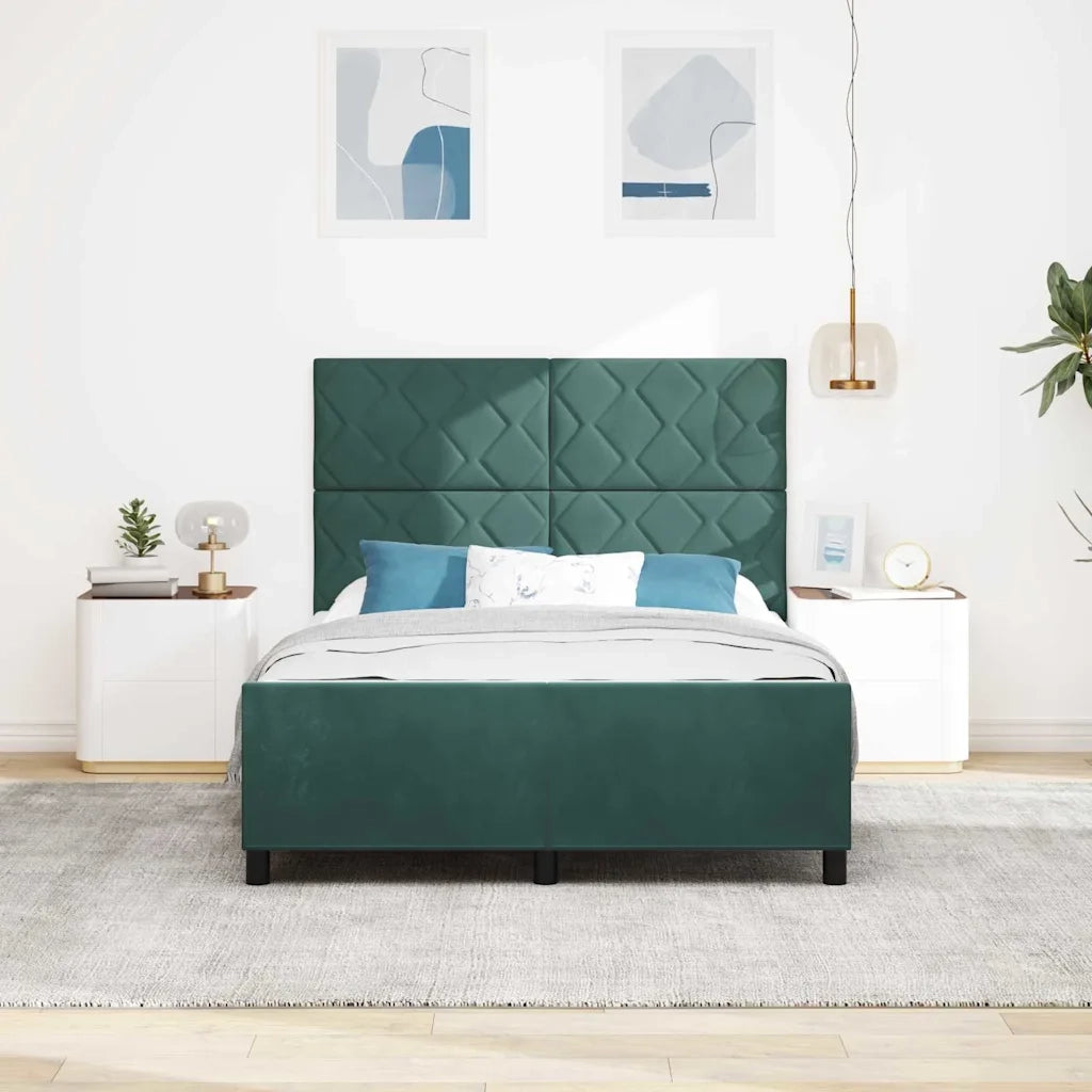 Letto a molle con testiera Verde Scuro 140 x 200 cm Velluto 3345014