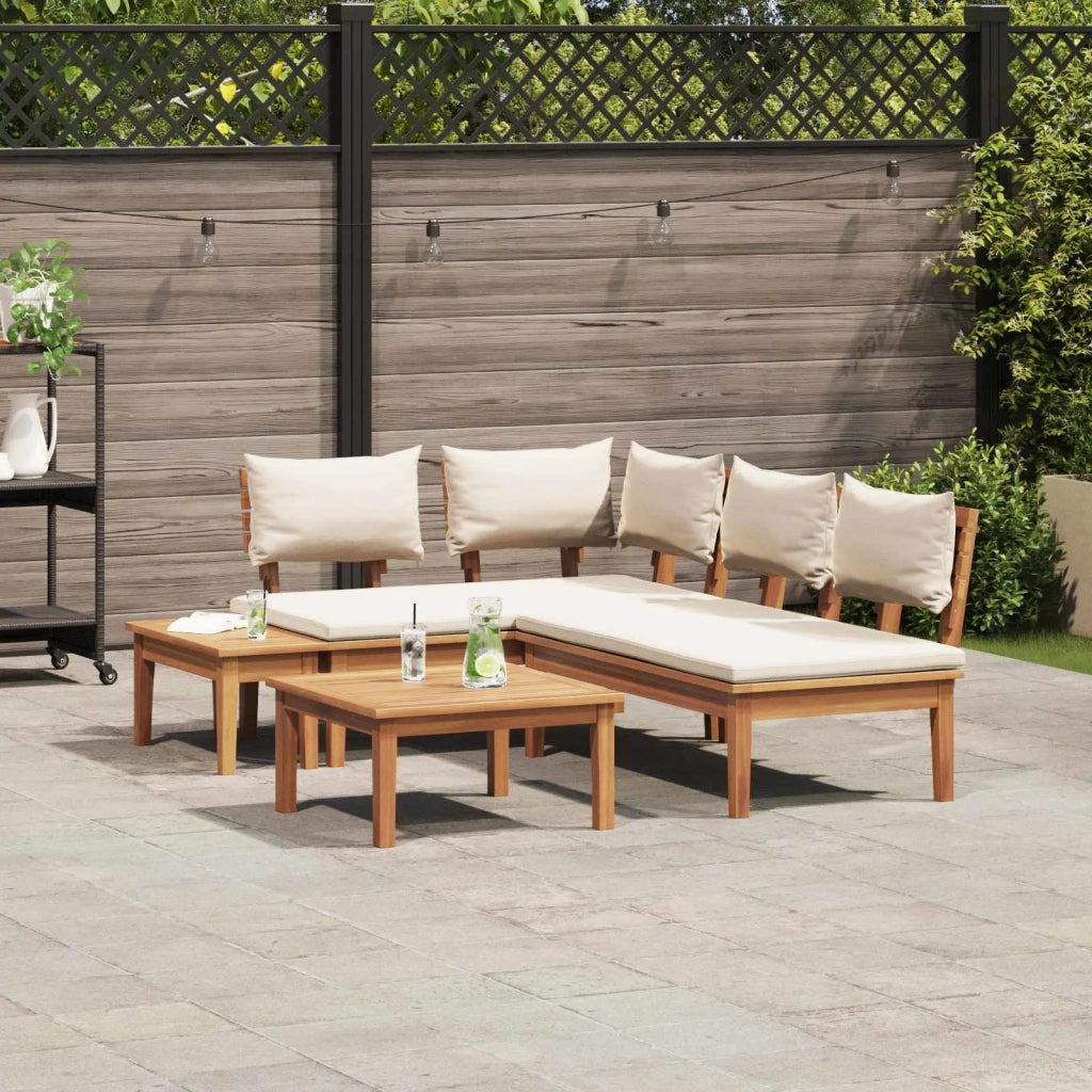 Set Divano da Giardino 4 pcs Marrone e Crema