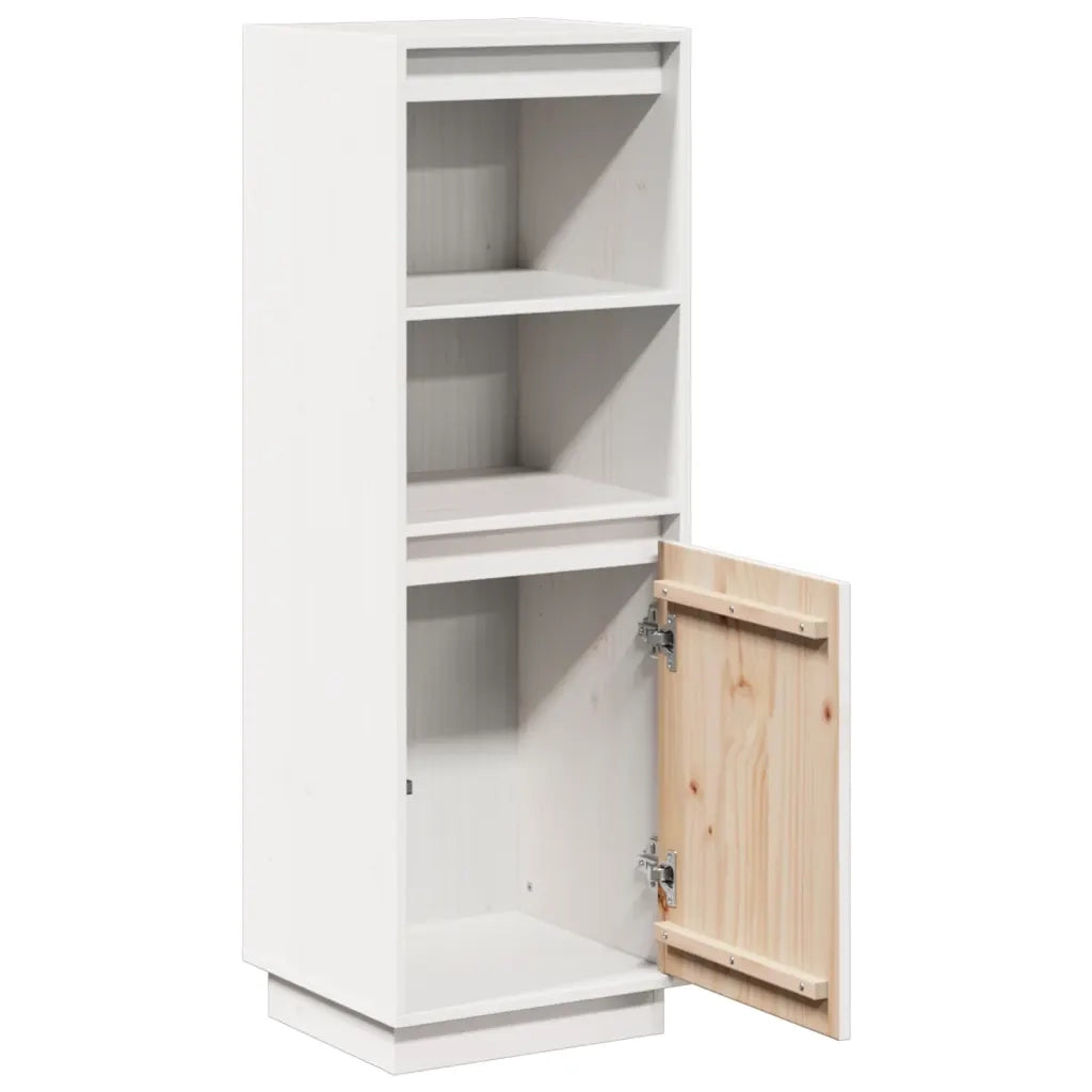 Credenza Bianca 37x34x110 cm in Legno Massello di Pino 813516